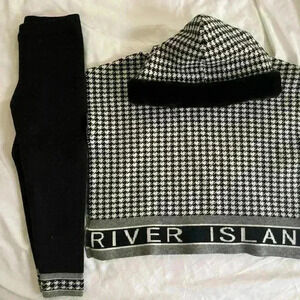 River Island Size 4-5 Years Old Black and White Houndstooth Girls